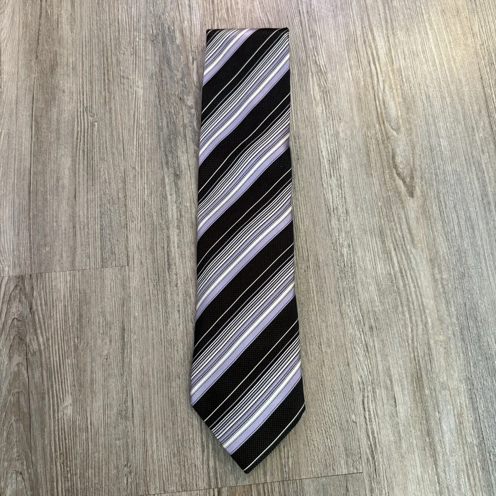 Ermenegildo Zegna‎ Men's 100% Silk Striped Purple Tie